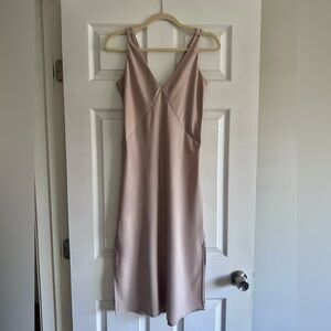 Beige V-Neck Slip Dress